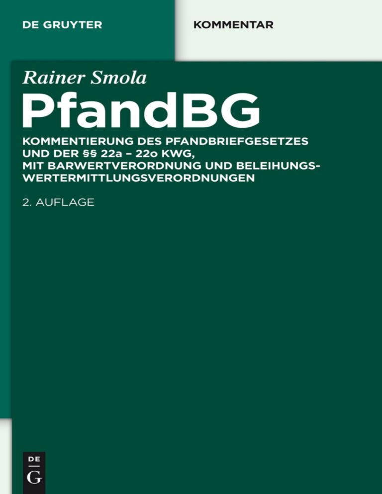 Pfandbriefgesetz German Edition Rainer Smola Kitap Kapağı