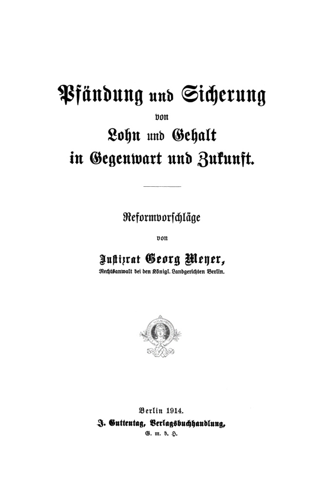 Pfandung und Sicherung von Lohn und Gehalt in Gegenwart und Zukunft German Edition Georg Meyer Kitap Kapağı