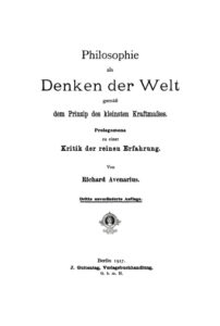 Philosophie als Denken der Welt gemass dem Prinzip des kleinsten Kraftmasses Prolegomena zu einer Kritik der reinen Erfahrung German Ed Kitap Kapağı