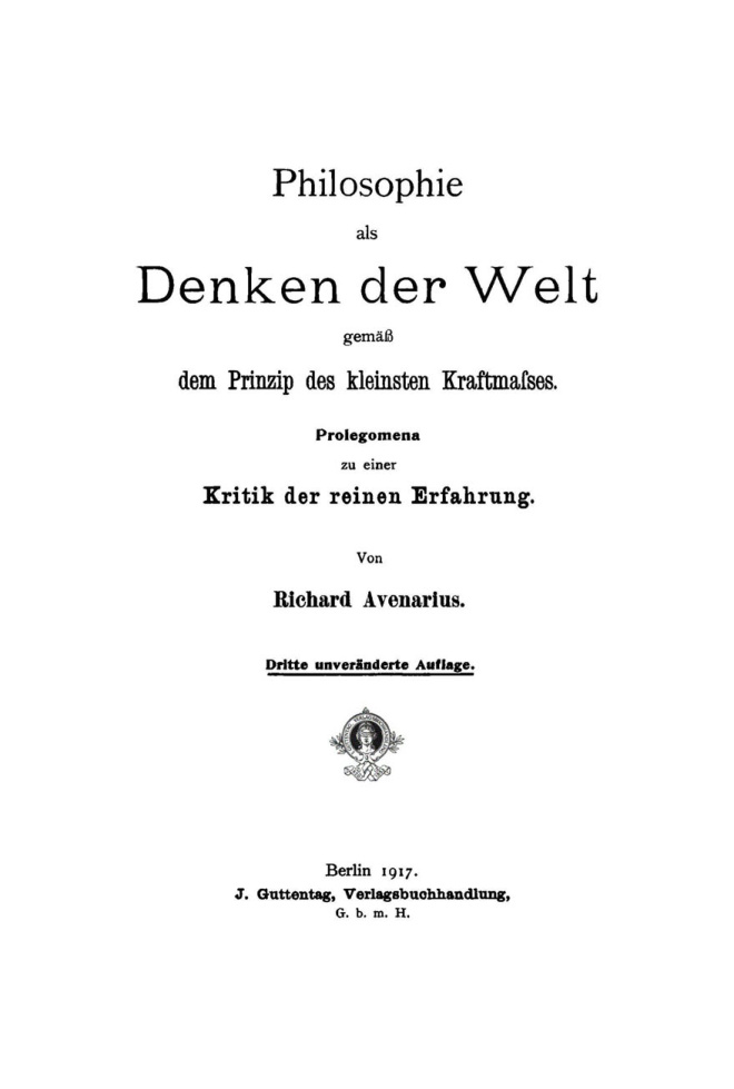 Philosophie als Denken der Welt gemass dem Prinzip des kleinsten Kraftmasses PDF Download