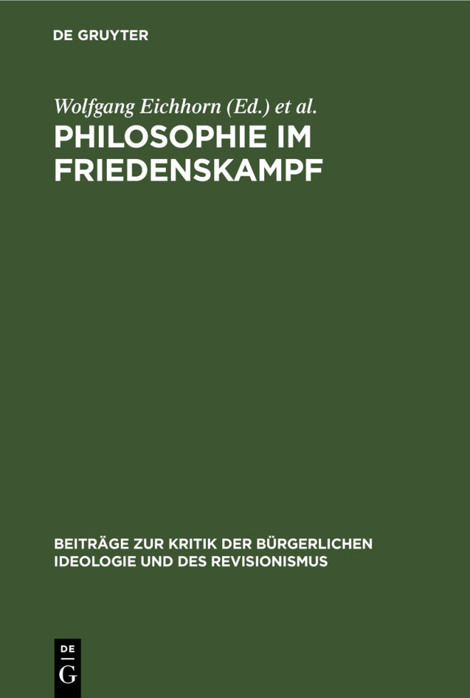 Philosophie im Friedenskampf German Edition Wolfgang Eichhorn Kitap Kapağı
