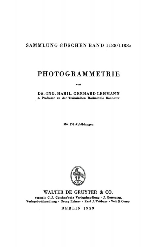 Photogrammetrie German Edition Gerhard Lehmann Kitap Kapağı