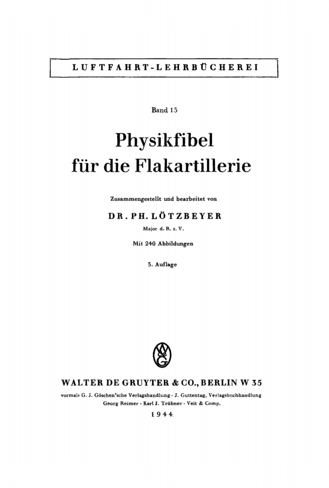 Physikfibel fur die Flakartillerie German Edition Ph Lotzbeyer Kitap Kapağı