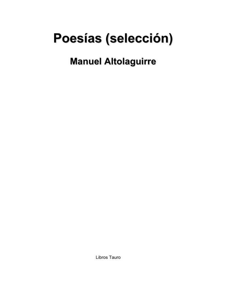 Poesias seleccion Manuel Altolaguirre Kitap Kapağı