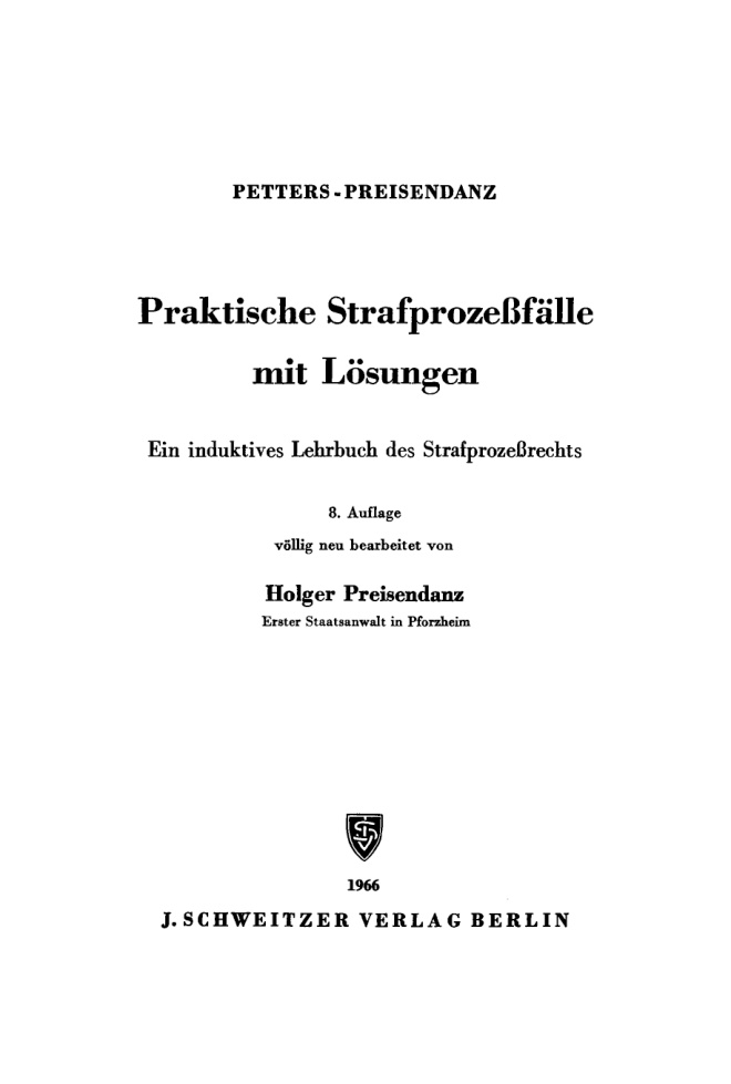 Praktische Strafprozessfalle mit Losungen German Edition Walter Peters Kitap Kapağı