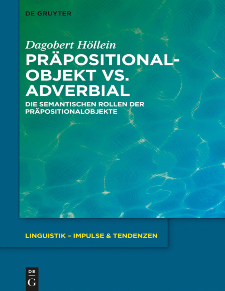 Prapositionalobjekt vs Adverbial German Edition Dagobert Hollein Kitap Kapağı