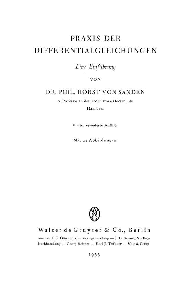 Praxis der Differentialgleichungen German Edition Horst von Sanden Kitap Kapağı