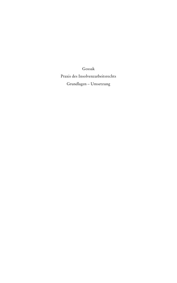 Praxis des Insolvenzarbeitsrechts German Edition Gossak Gossak Kitap Kapağı