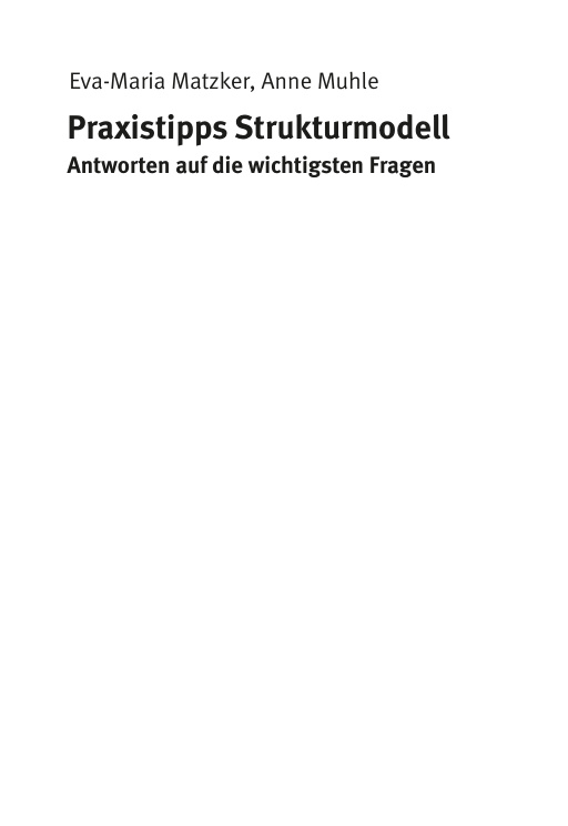 Praxistipps Strukturmodell German Edition Eva Maria Matzker Kitap Kapağı