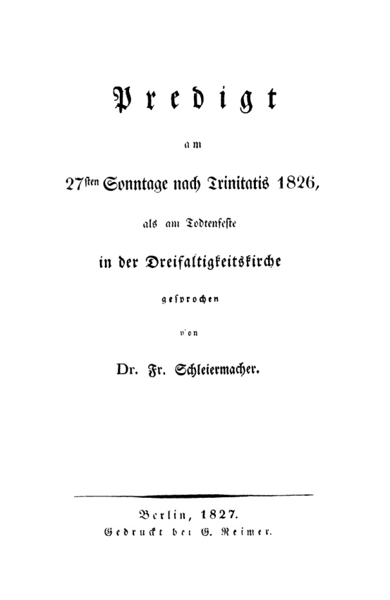 Predigt am 27sten Sonntage nach Trinitatis 1826 als am Todtenfeste in German Edition F Schleiermacher Kitap Kapağı