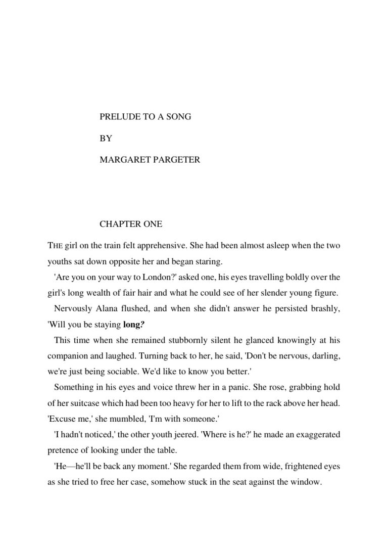Prelude to a song Margaret pargeter Kitap Kapağı
