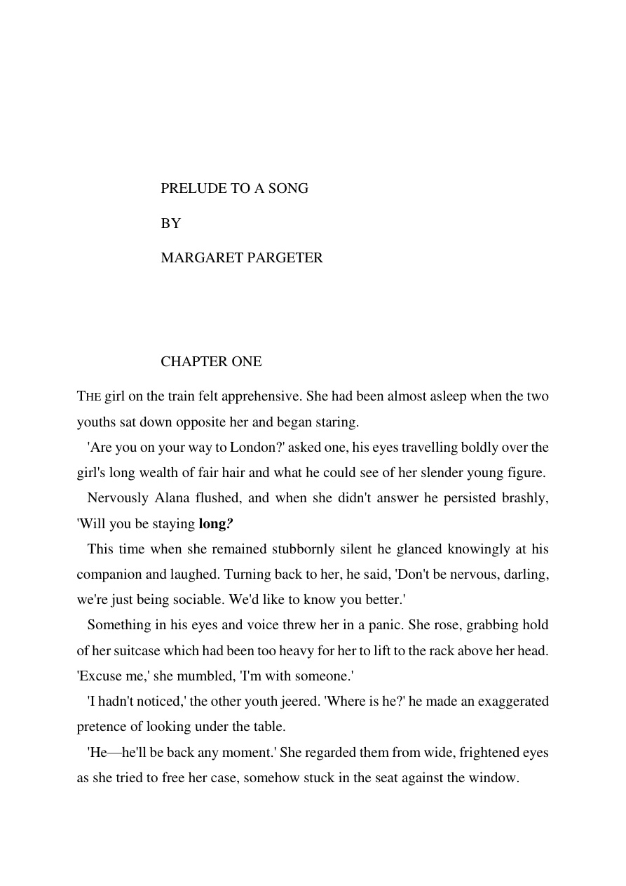 Prelude to a song Margaret pargeter Kitap Kapağı
