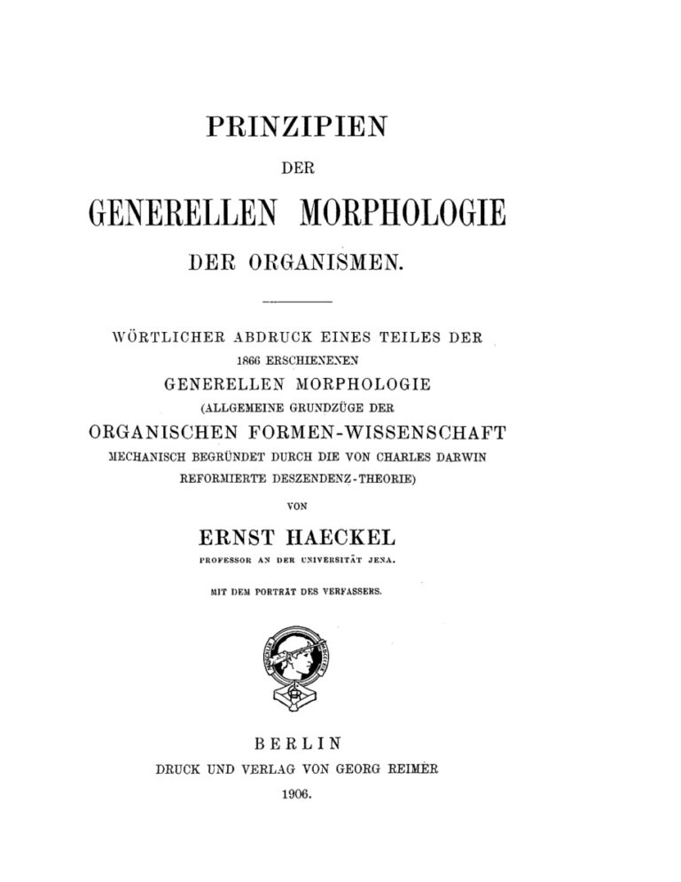 Prinzipien der generellen Morphologie der Organismen German Edition Ernst Haeckel Kitap Kapağı