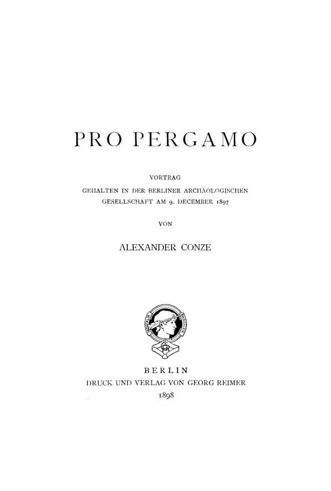 Pro Pergamo German Edition Alexander Conze Kitap Kapağı