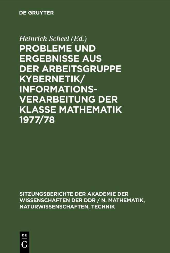 Probleme und Ergebnisse aus der Arbeitsgruppe Kybernetik German Edition Heinrich Scheel Kitap Kapağı