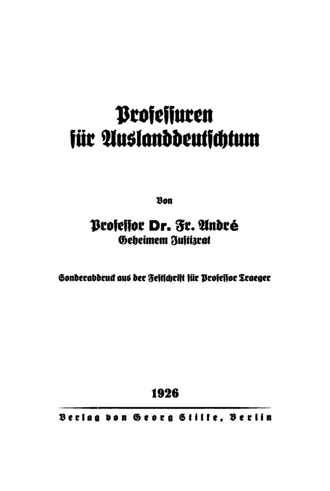 Professuren fur Auslanddeutschtum German Edition Fr Andre Kitap Kapağı