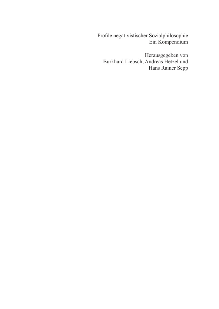 Profile negativistischer Sozialphilosophie German Edition Burkhard Liebsch Kitap Kapağı
