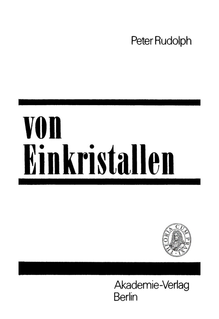 Profilzuchtung von Einkristallen German Edition Peter Rudolph Kitap Kapağı