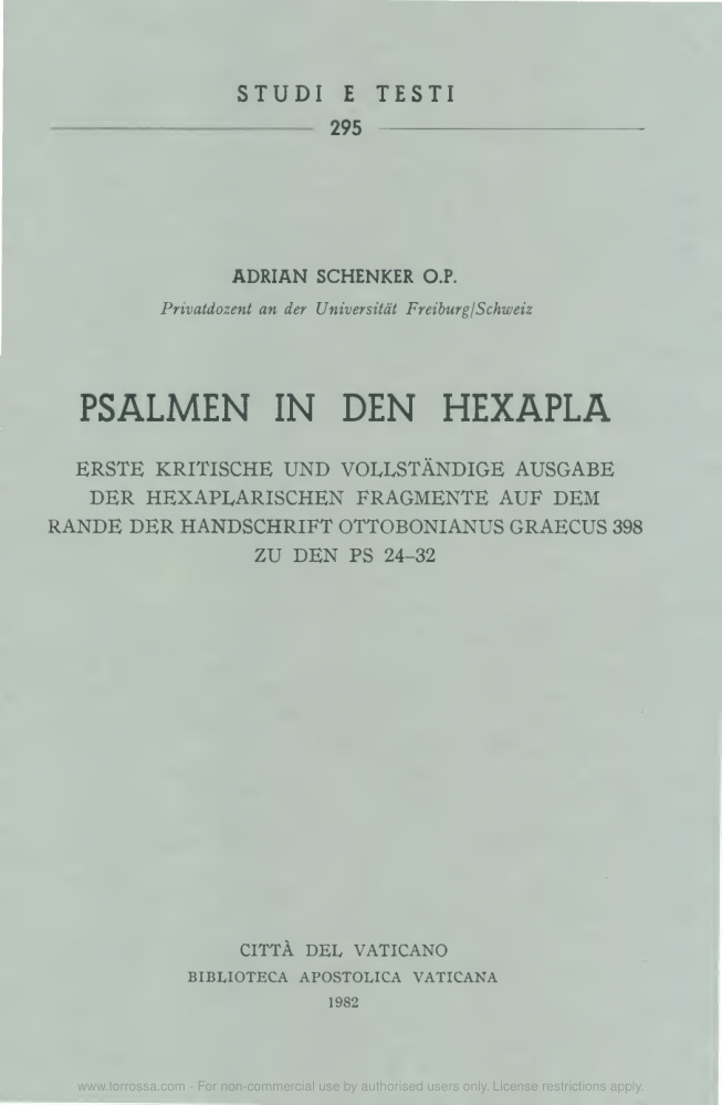 Psalmen in den hexapla German Edition Adrian Schenker Kitap Kapağı
