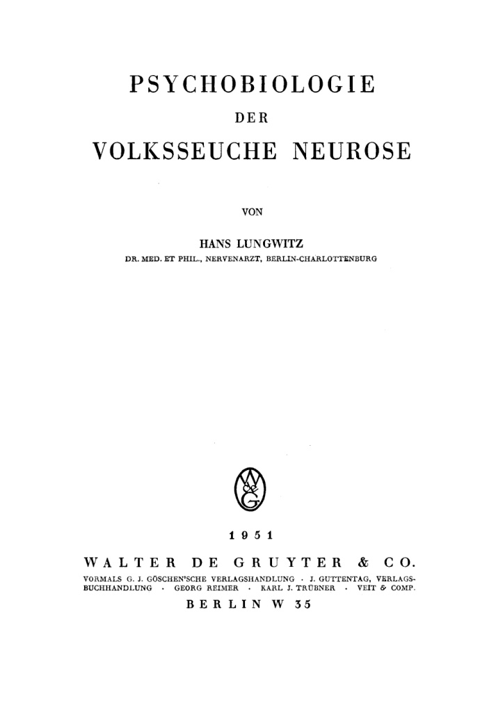 Psychobiologie der Volksseuche Neurose German Edition Hans Lungwitz Kitap Kapağı