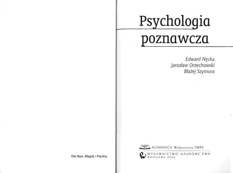 Psychologia poznawcza Polish Edition Edward Nęcka Kitap Kapağı