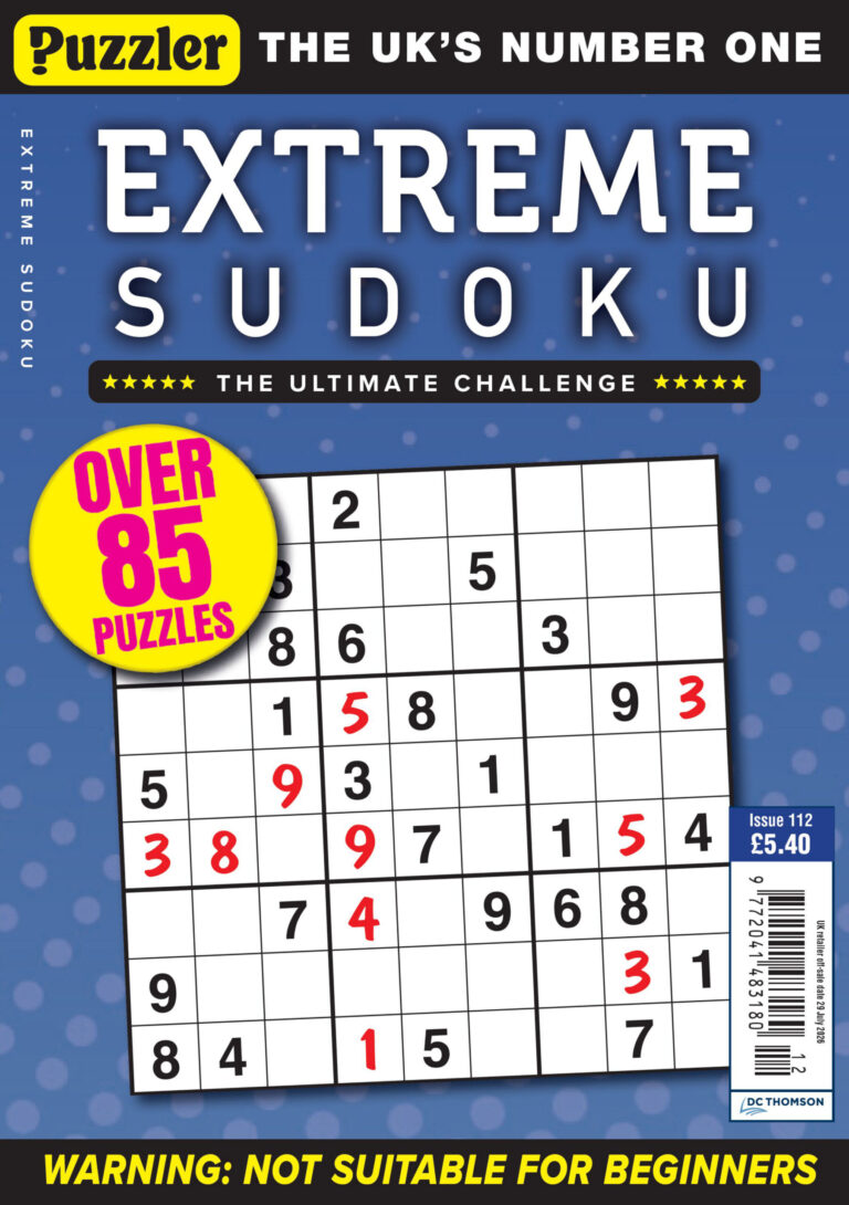 Puzzler Extreme Sudoku Issue 112 2026 Puzzler Extreme Sudoku Kitap Kapağı