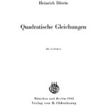 Quadratische Gleichungen German Edition Heinrich Dorrie Kitap Kapağı
