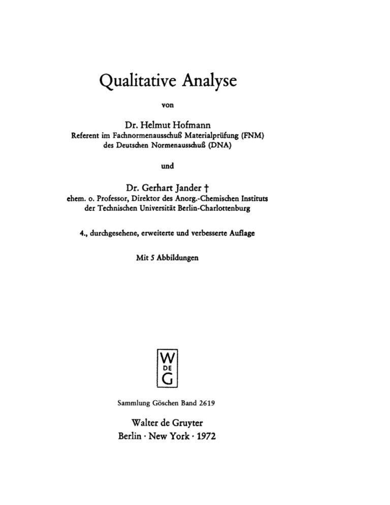 Qualitative Analyse German Edition Helmut Hofmann Kitap Kapağı
