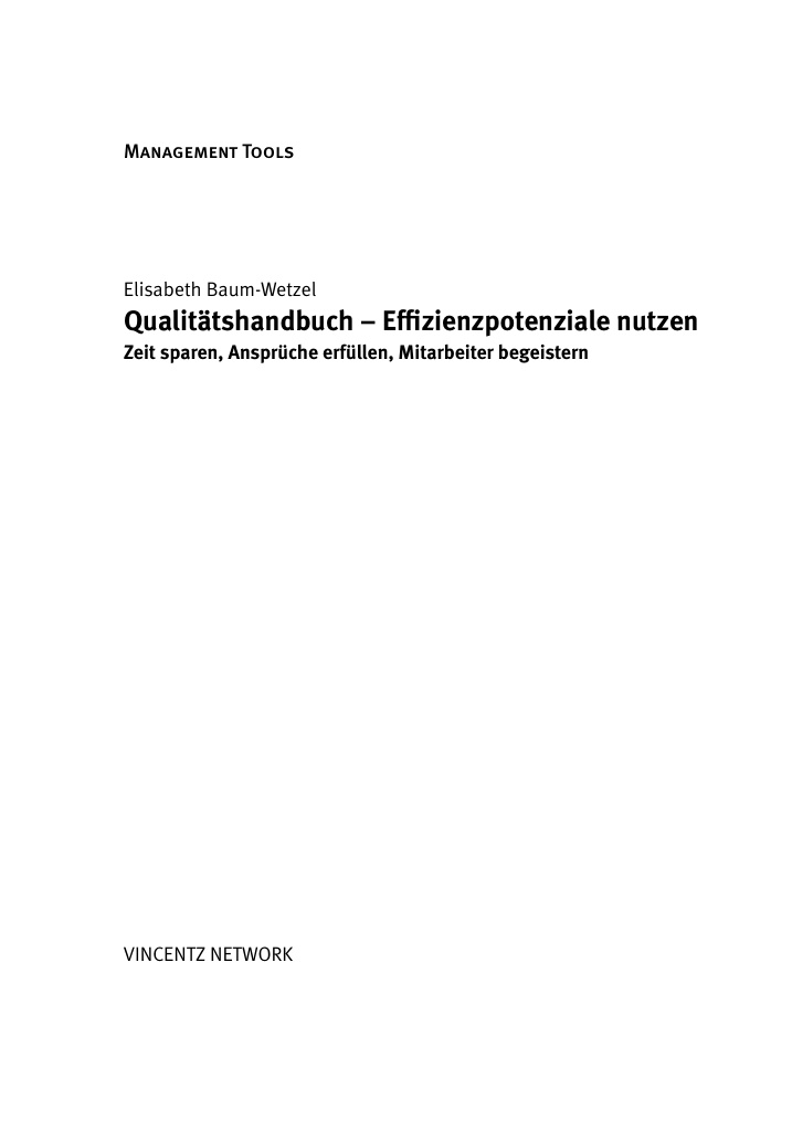 Qualitatshandbuch Effizienzpotenziale nutzen German Edition Elisabeth Baum Wetzel Kitap Kapağı