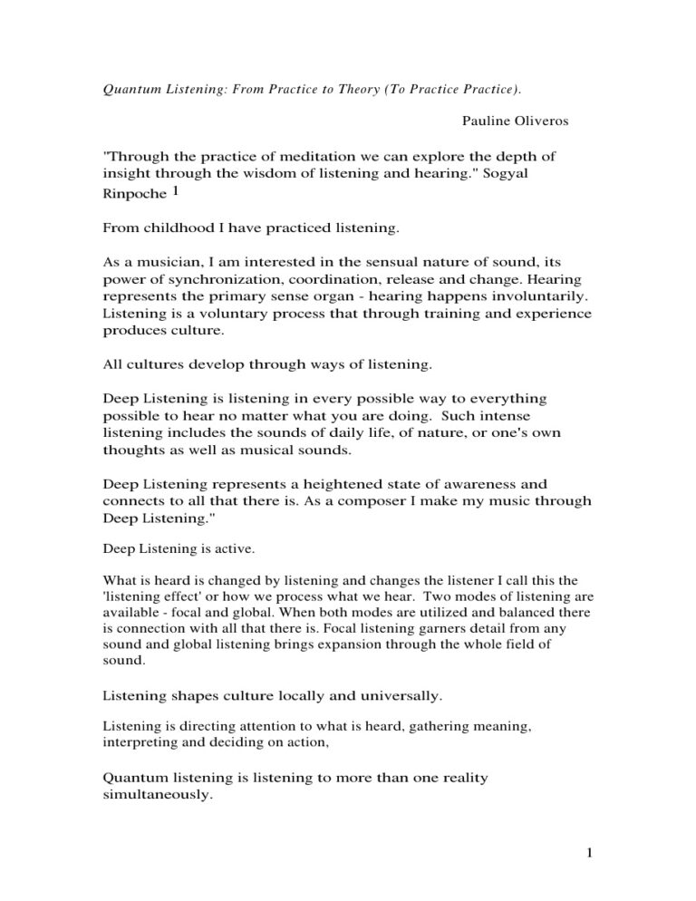 Quantum Listening Pauline Oliveros Kitap Kapağı