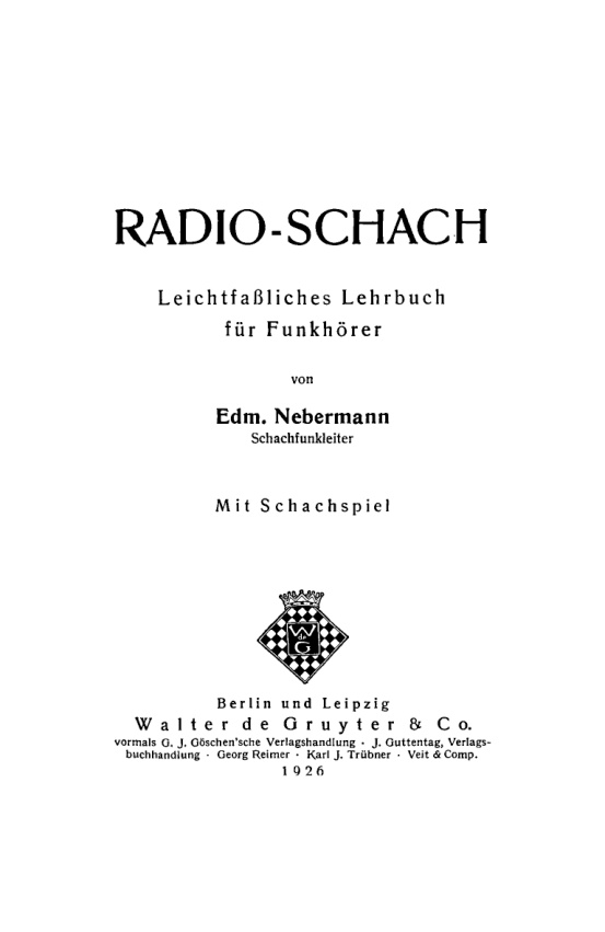 Radio Schach German Edition Edmund Nebermann Kitap Kapağı