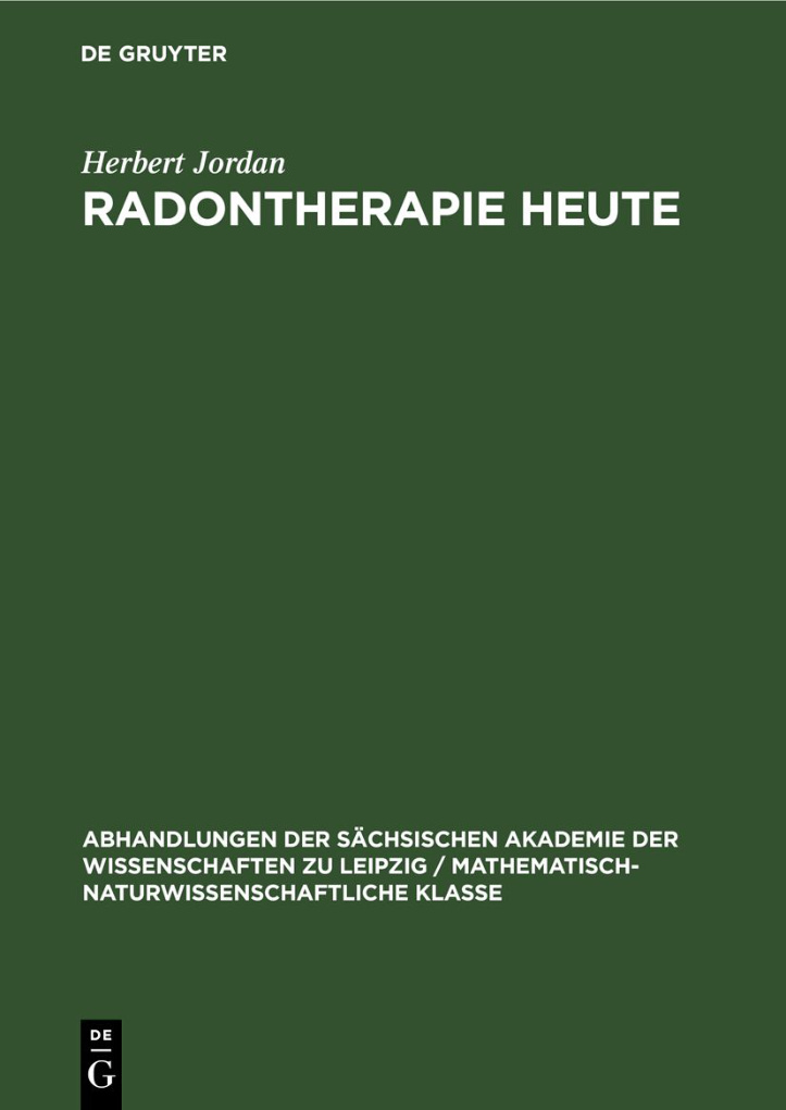 Radontherapie heute German Edition Herbert Jordan Kitap Kapağı