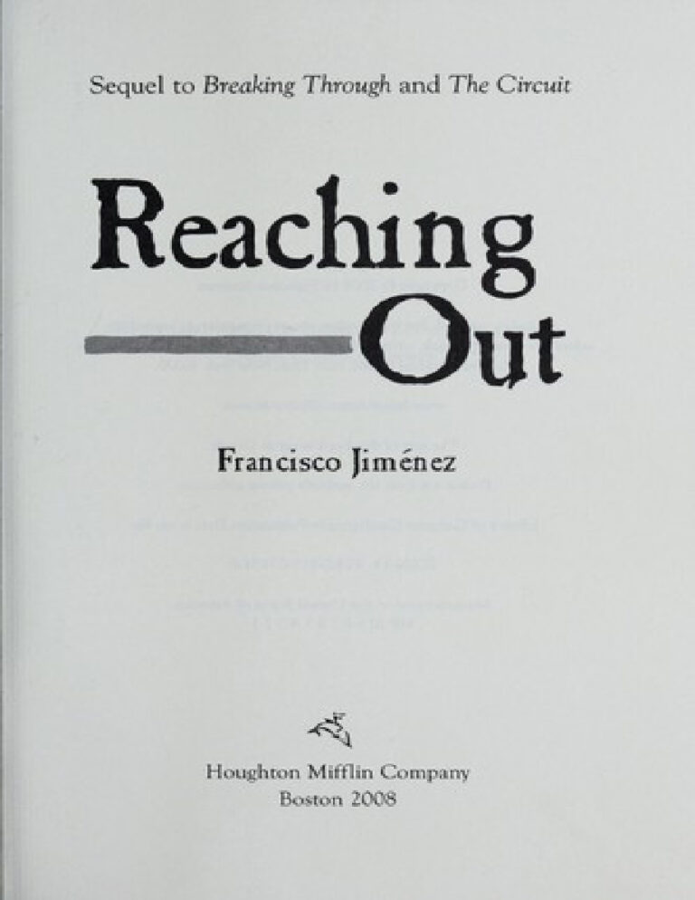 Reaching Out Francisco Jimenez Kitap Kapağı
