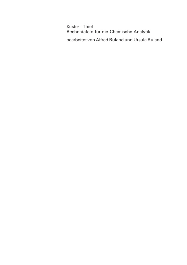 Rechentafeln fur die Chemische Analytik German Edition Alfred Ruland Kitap Kapağı