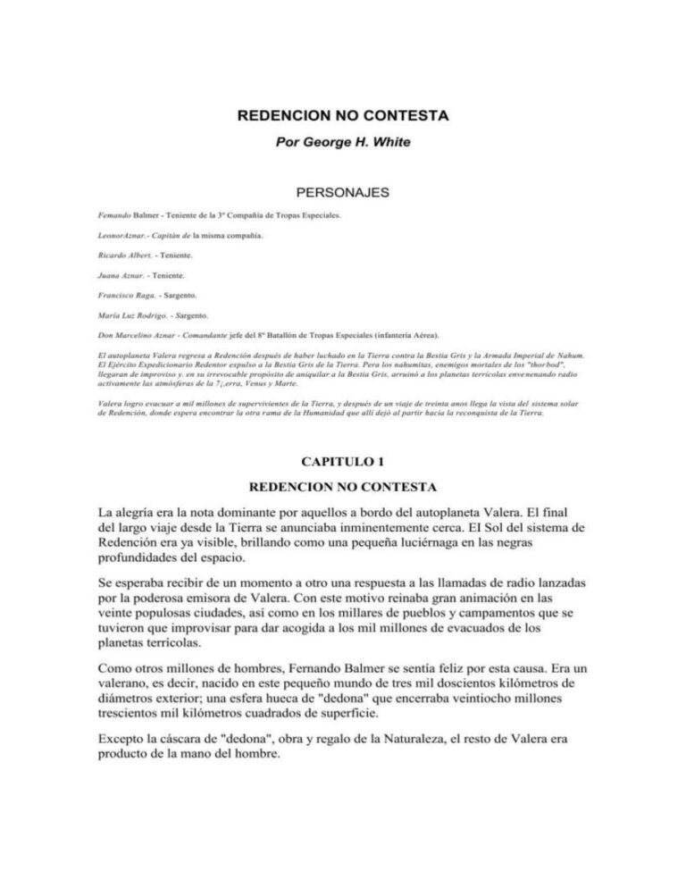 Redencion no contesta Spanish White George H Kitap Kapağı