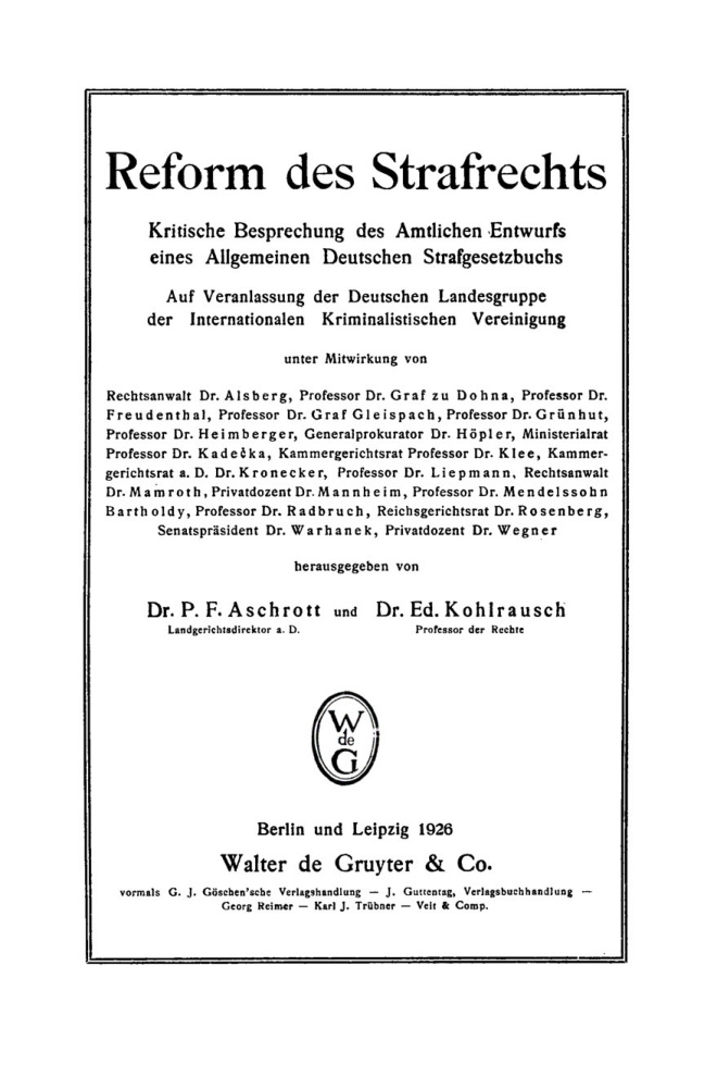 Reform des Strafrechts German Edition P F Aschrott Kitap Kapağı