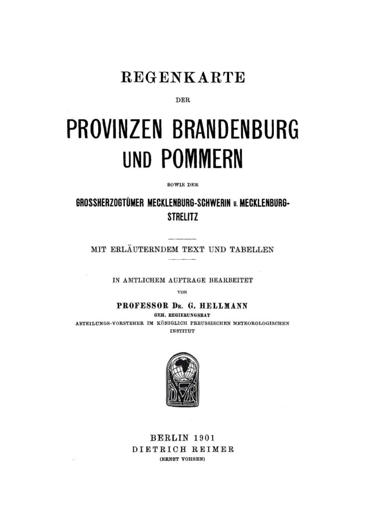 Regenkarten der Provinzen Brandenburg und Pommern sowie der German Edition Gustav Hellmann Kitap Kapağı