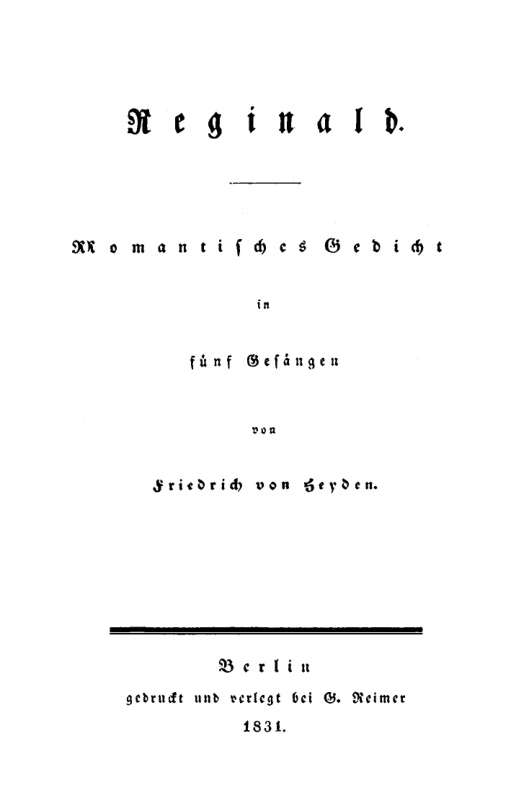 Reginald German Edition Friedrich von Heyden Kitap Kapağı