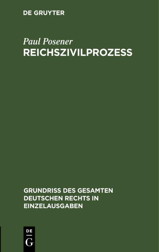 Reichszivilprozess German Edition Paul Posener Kitap Kapağı