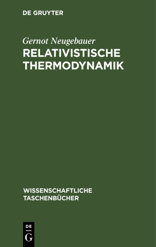 Relativistische Thermodynamik German Edition Gernot Neugebauer Kitap Kapağı
