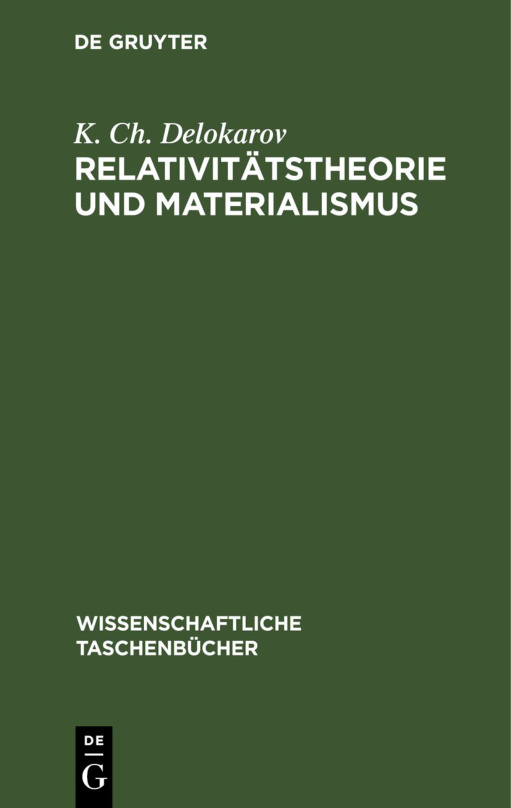 Relativitatstheorie und Materialismus German Edition K Ch Delokarov Kitap Kapağı