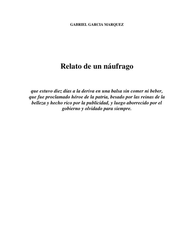Relato de un naufrago Spanish Edition Gabriel Garcia Marquez Kitap Kapağı