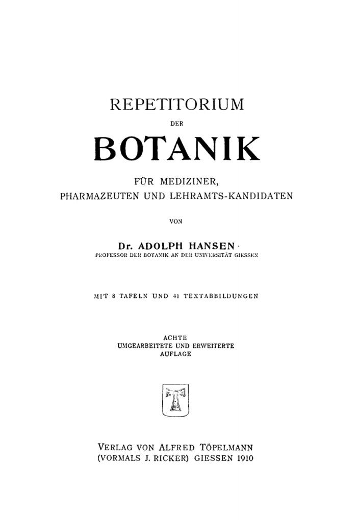 Repetitorium der Botanik German Edition Adolph Hansen Kitap Kapağı