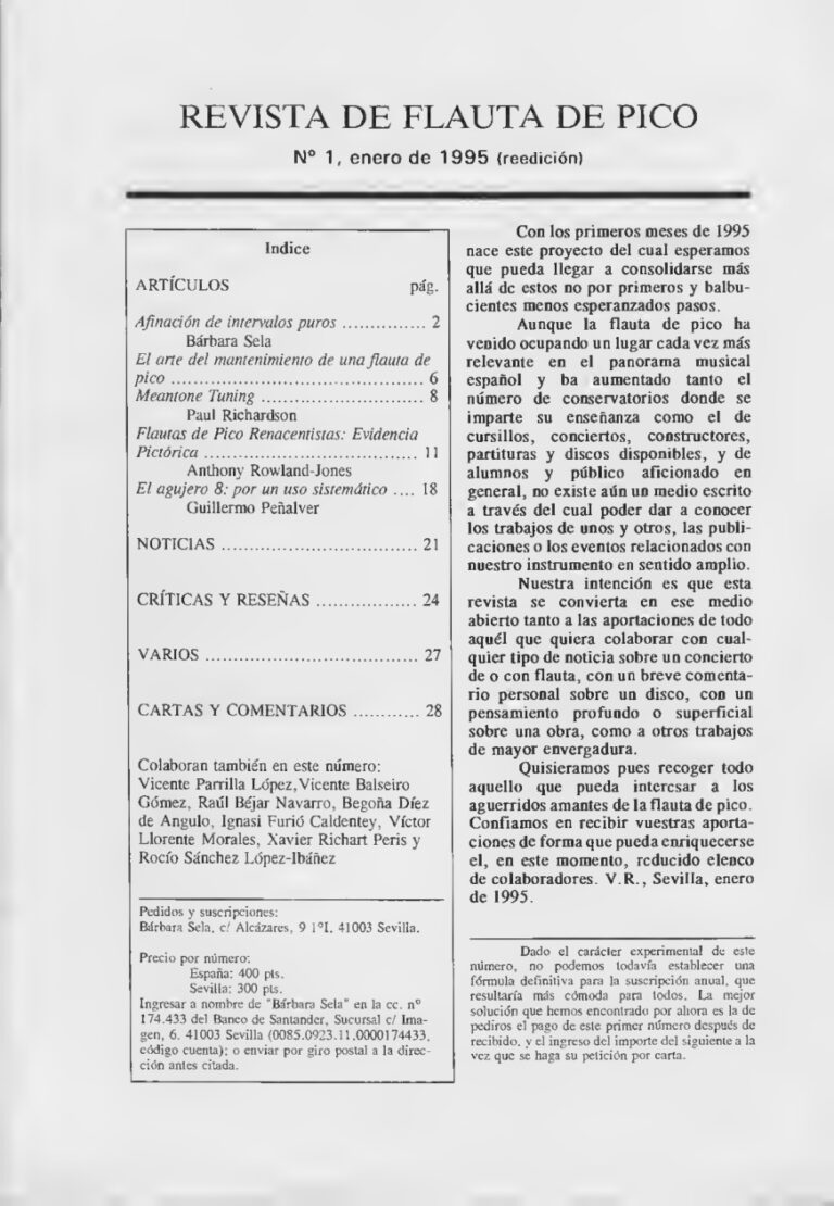 Revista flauta pico 1995 2005 Spanish Edition Guillermo Penalver Barbara Sela Kitap Kapağı