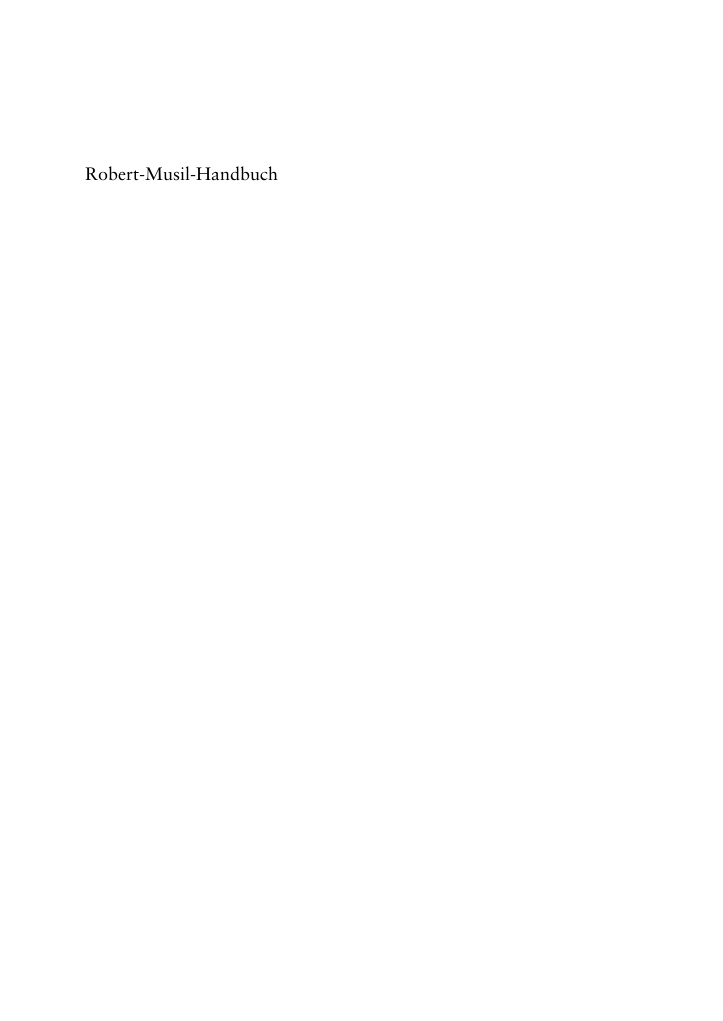 Robert Musil Handbuch German Edition Birgit Nubel Kitap Kapağı