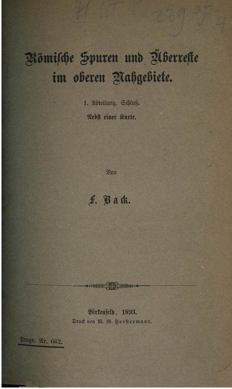 Romische Spuren und Uberreste im oberen Nahgebiete German Edition Friedrich Back Kitap Kapağı