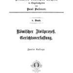 Romischer Zivilprozess Gerichtsverfassung German Edition Paul Posener Kitap Kapağı