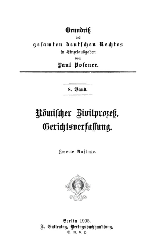 Romischer Zivilprozess Gerichtsverfassung German Edition Paul Posener Kitap Kapağı
