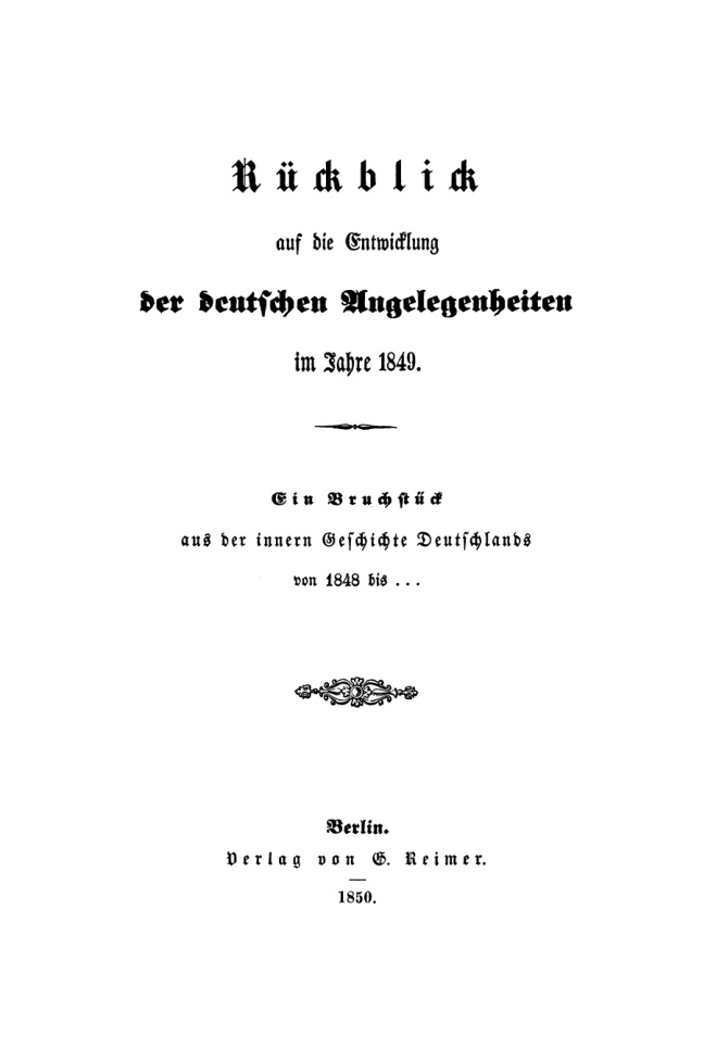 Ruckblick auf die Entwicklung der deutschen Angelegenheiten im Jahre 1849 German Edition F R L von Canitz Kitap Kapağı