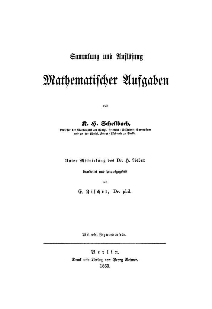 Sammlung und Auflosung mathematischer Aufgaben German Edition K H Schellbach Kitap Kapağı